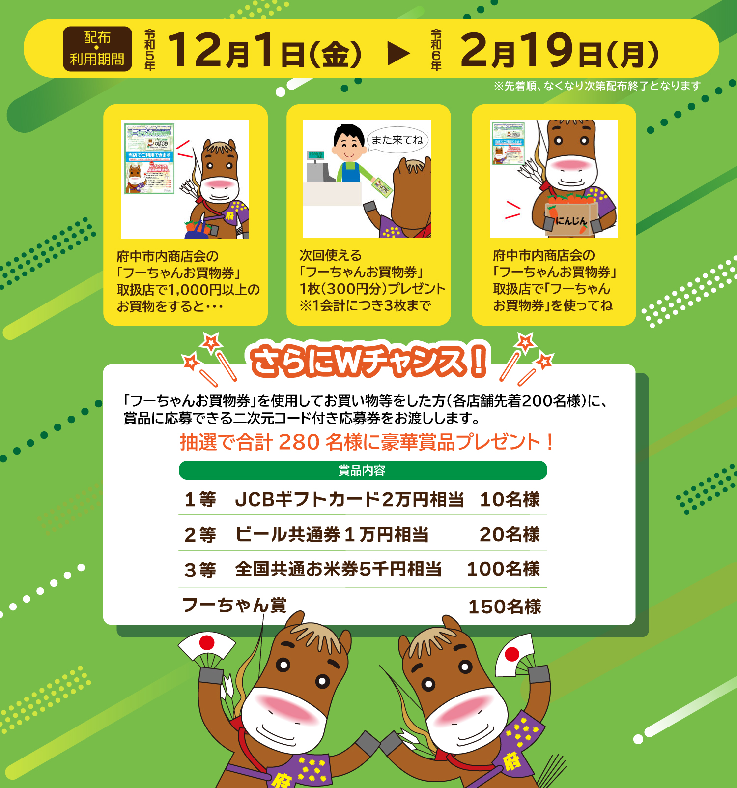 フーちゃんお買物券利用期間2023年12月1日から2024年2月19日